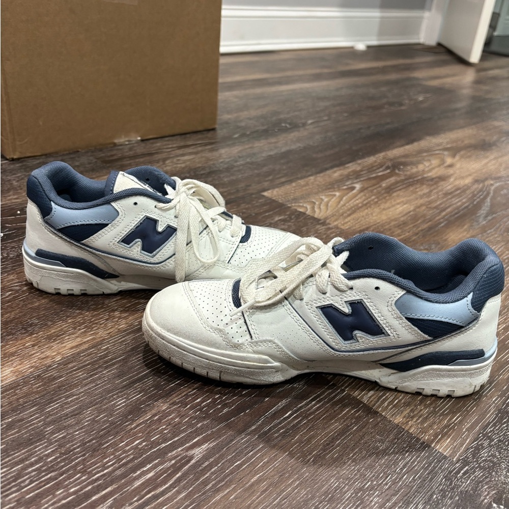 New Balance White and Navy Low-Top Sneakers - Picture 7 of 7